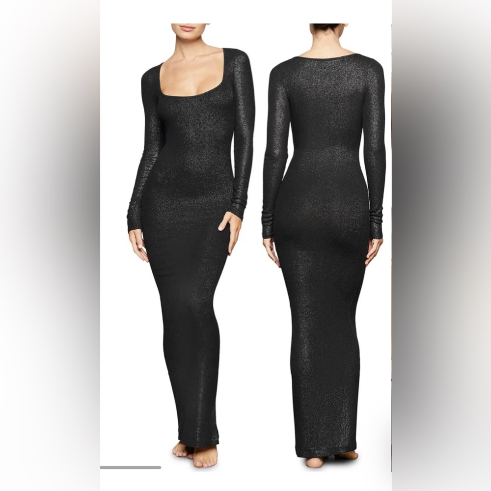 SKIMS Lounge Ribbed Long Sleeve Maxi Dress